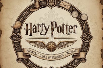 design a magical vintage harry potter inspired logo