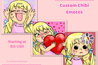 draw cute chibi anime emotes for twitch, kick or discord