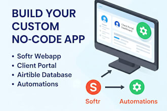 setup airtable database, softr webapp, airtable automation, mvp client portal