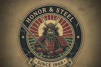 design a striking vintage samurai logo