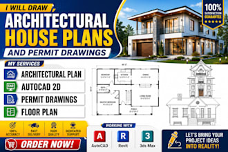 draw architectural house plans and permit drawings