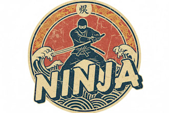 design a striking vintage ninja logo