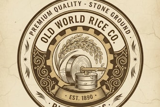 design a classic vintage rice mill logo