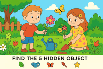 create unique hidden object coloring page for kids