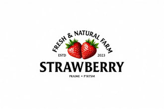 design realistic strawberry fruit logo