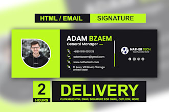 do HTML clickable signature for gmail, outlook