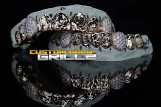 design custom 3d grillz  jewelry cad models  realistic rendering