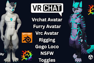 do vrc avatar commission vrchat character furry avatar rigging furry nsfw model