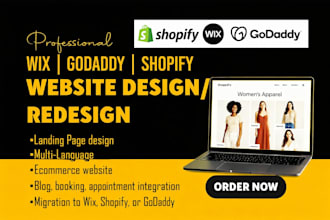 design german wix website, shopify store, redesign godaddy ecommerce webshop