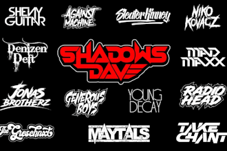 make music, dj, rap, band typography, studio logo
