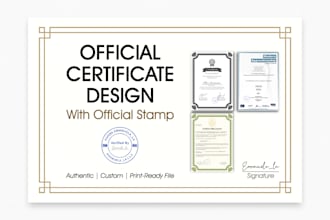 design a professional certificate with official stamp