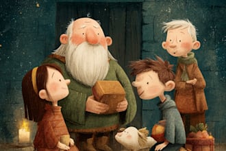 christmas book illustration, children story book illustration, christmas