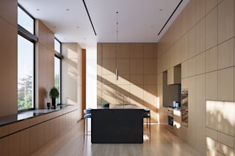 design a stylish kitchen with breakfast nook in 3d rendering