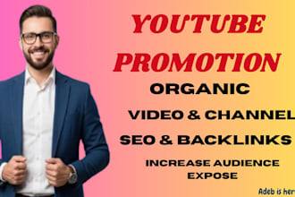 do organic youtube promotion, seo, backlinks, and increase video exposure