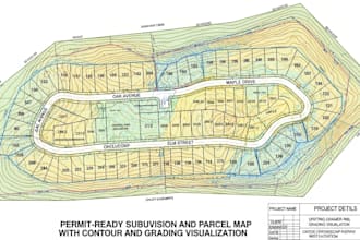 provide parcel plan, terrain modeling, cut fill and contour map for your project