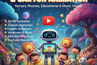 create 3d or 2d kids nursery rhymes, cartoon and educational videos for youtube