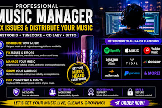 be your music manager, fix and distribute your music using distrokid, tunecore