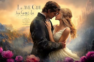 design an illustrated romance book cover or ebook cover
