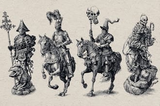 draw black and white dark art, fantasy