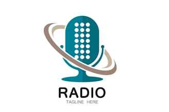 create modern podcast logo design for music studio radio entertainment