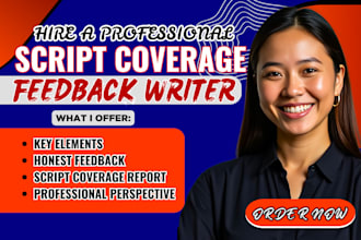provide industry standard coverage, script coverage on your movie script
