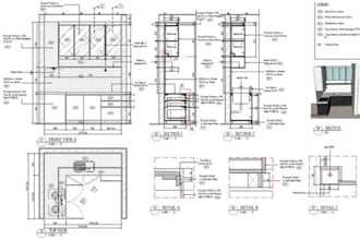 do millwork shop drawings, case work and furniture render, with cutlist files