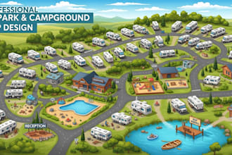 draw detailed and professional vector rv park or campground map