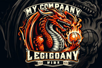 design vintage legendary dragon fire mascot logo t shirt design