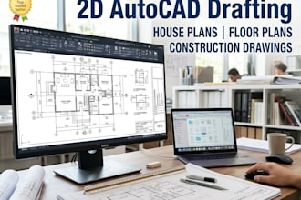do 2d autocad drafting for house plans, floor plans and construction drawings