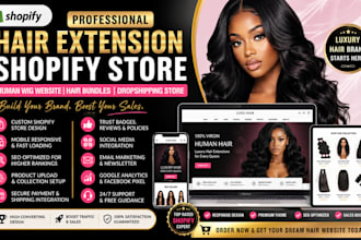 design hair extension shopify store human wig website hair accessories store