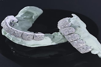 design luxury custom teeth grillz,  jewelry in 3d cad with stl files