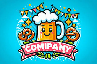 design outstanding cartoon oktoberfest pub beer logo with express delivery