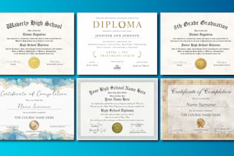 design professional diploma certificate, award and custom certificate
