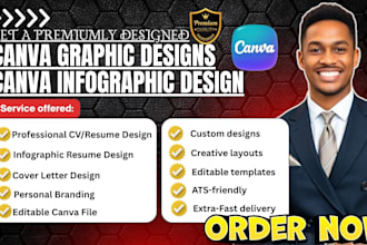 design professional CV, infographic resume, cover letter design on canva