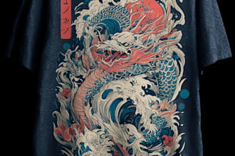 make a japanese t shirt illustration