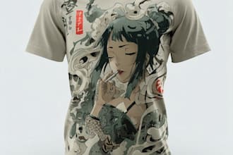 draw a japanese t shirt illustration