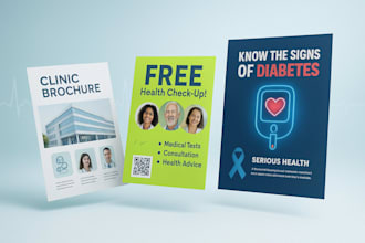 create clinic brochure with health care flyer and awareness poster