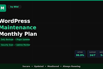 provide monthly wordpress website maintenance, security updates, and back