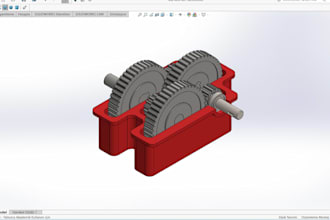 design a 3d mechanical gearbox with assembly and exploded view in solidworks