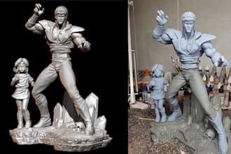 sculpt life sized 3d statue,anime 3d character,zbrush 3d figure for 3d print,stl