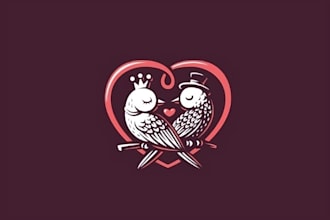 design a beautiful minimalist heart couple or dating business logo