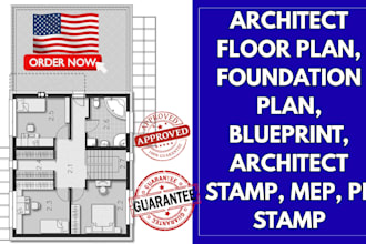 architect floor plan, foundation plan, blueprint, architect stamp, mep, pe stamp