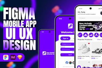 do mobile app design using figma, mobile uiux, figma prototype, figma mockup