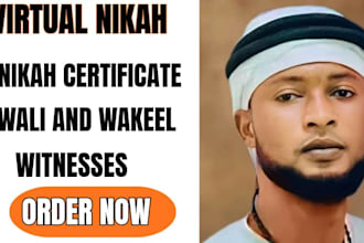perform your virtual nikah according to islamic sunnah with wali, wakeel, witnes