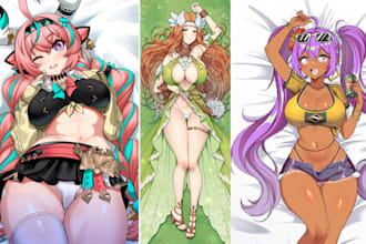 draw dakimakura body pillow anime manga character fanart nsfw illustration art