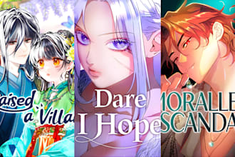 draw webtoon cover design, graphic novel, shonen light novel romance book cover