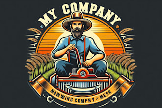 design vintage agriculture mowing mascot logo t shirt design