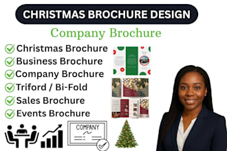 design festive christmas brochure, trifold, new year, holiday sales brochure