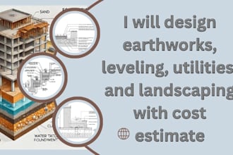 design earthworks, leveling, utilities, and landscaping with cost estimate