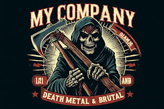 design vintage death metal, slam, and brutal mascot logo t shirt design